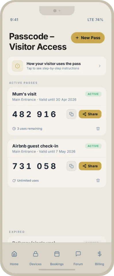 Visitor passcodes