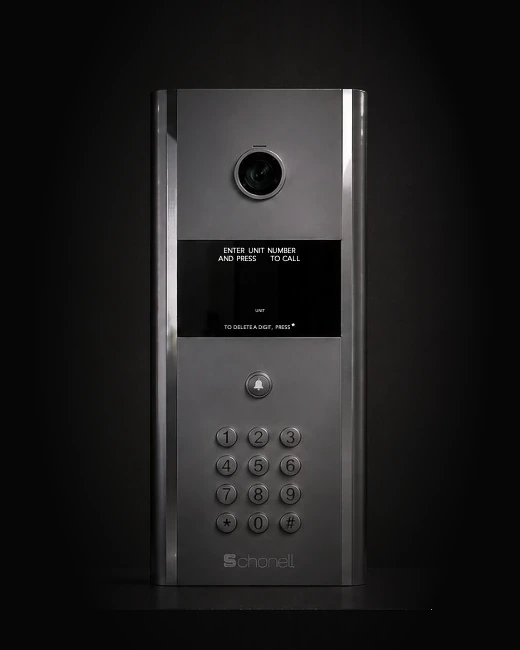 Schonell Interphone 2 cloud IP video door panel in brushed stainless steel