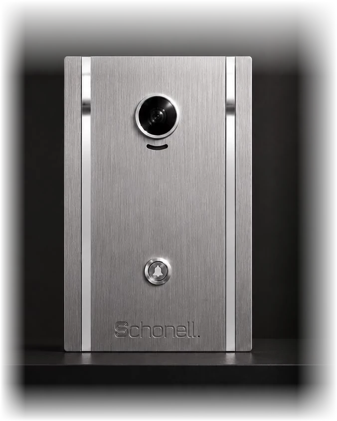 Schonell Interphone One single-button video door station in anodized aluminium